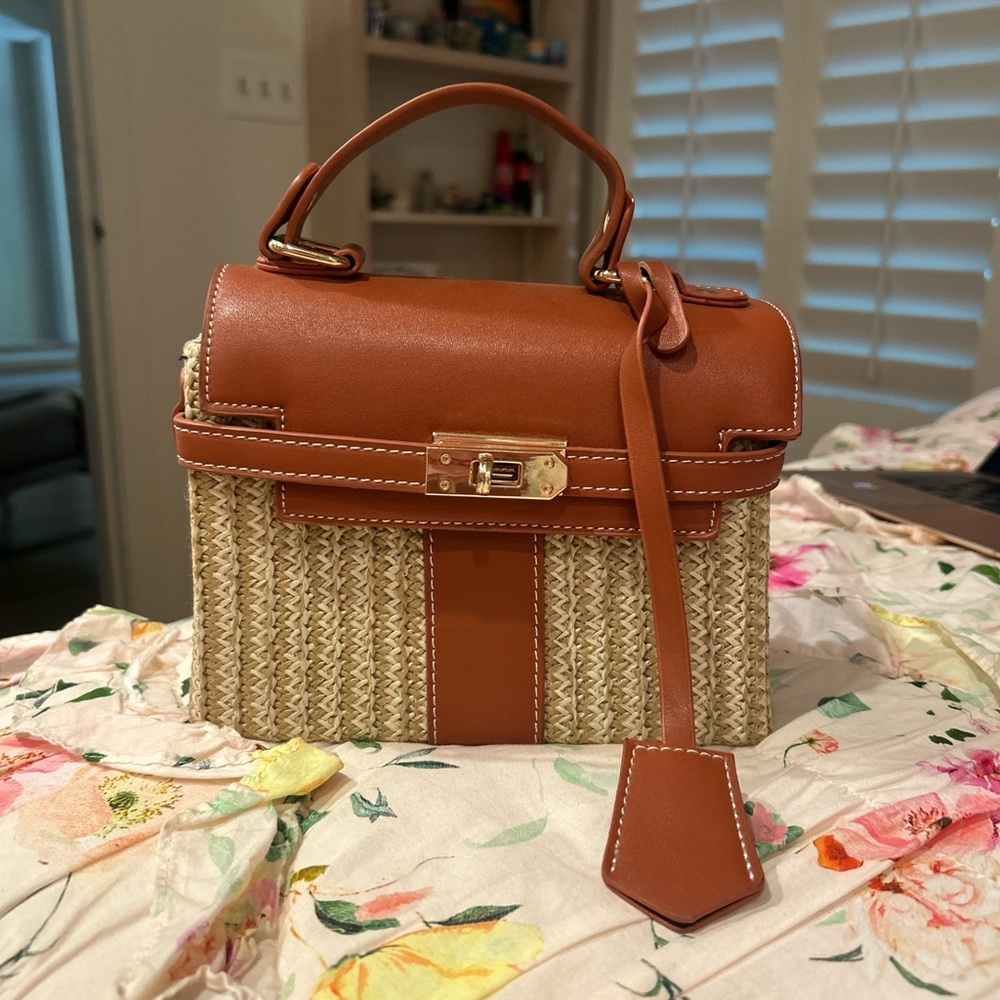 Brown and Tan Women's Handbag